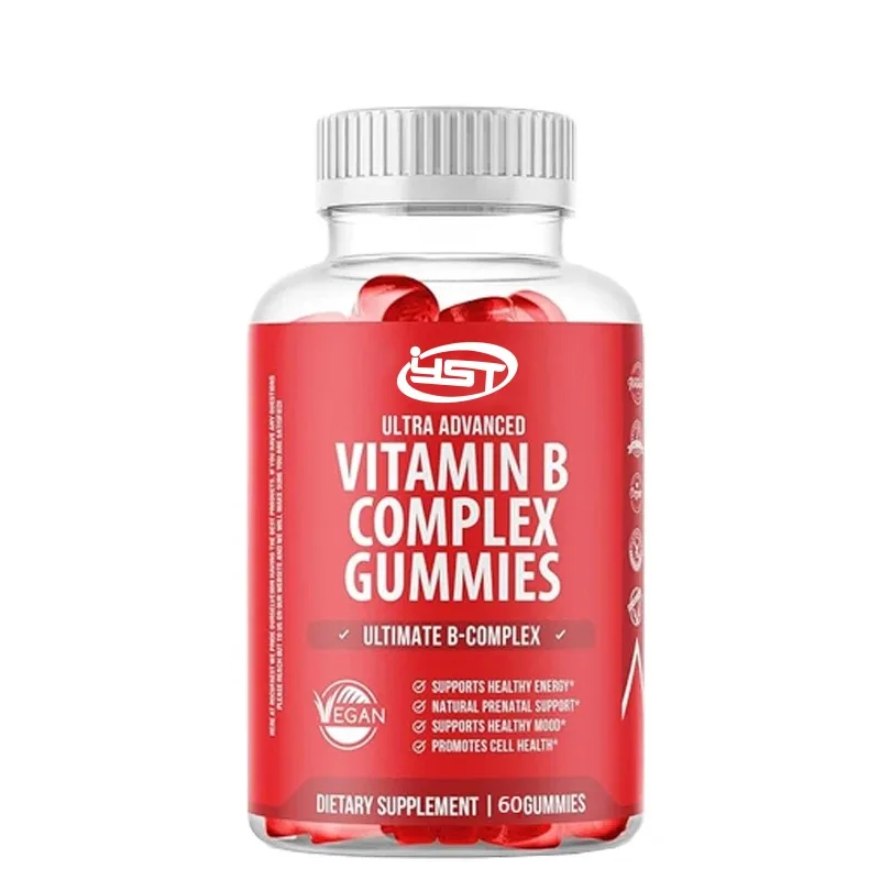 Supplément de gommie complexe de vitamine B, vitamine forte B12, v1.、 B5, dieux, B7, B8, B9, mélange d'acide folique et de vitamine C, contenant de la niacine