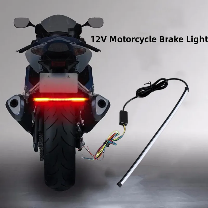 30cm 45cm Flexible Universal Motorcycle Light Bar Strip Tail Turn Signal Tail Rear Brake Stop Bulb Lamp Brake Light Dual Color