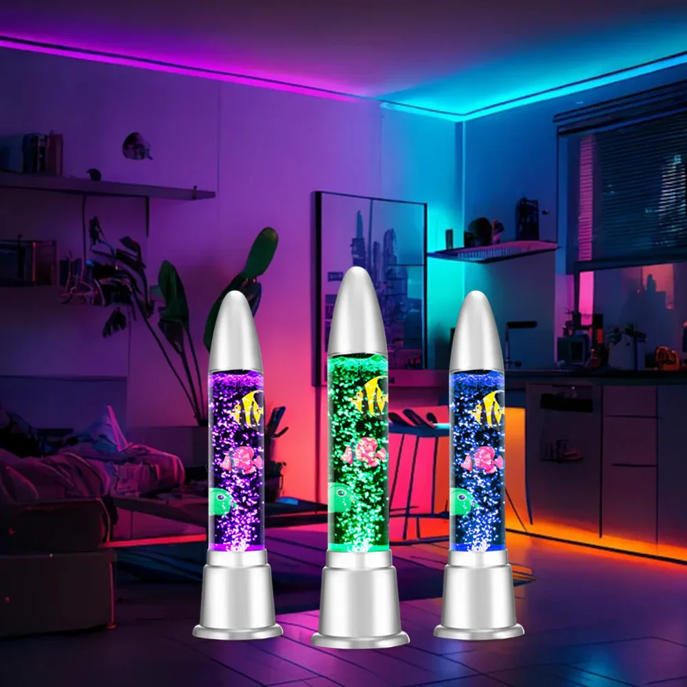 1pcs 직경 8cm LED 버블 튜브 빛 밤 빛 물고기 탱크 램프 분위기 빛 홈 장식 책상 침실