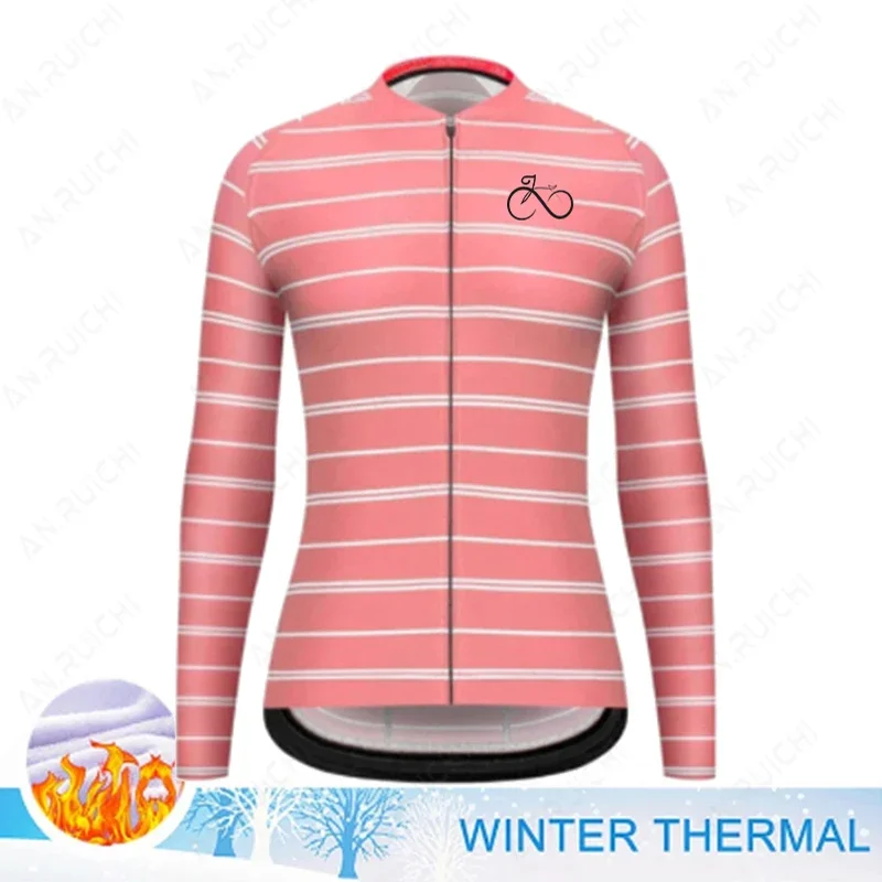 2023 Winter Warm Fleece Cycling Jerseys Women Fashion Bike Clothes Mountain Outdoor Triathlon Wear Bicycle Shirts Ropa Ciclismo