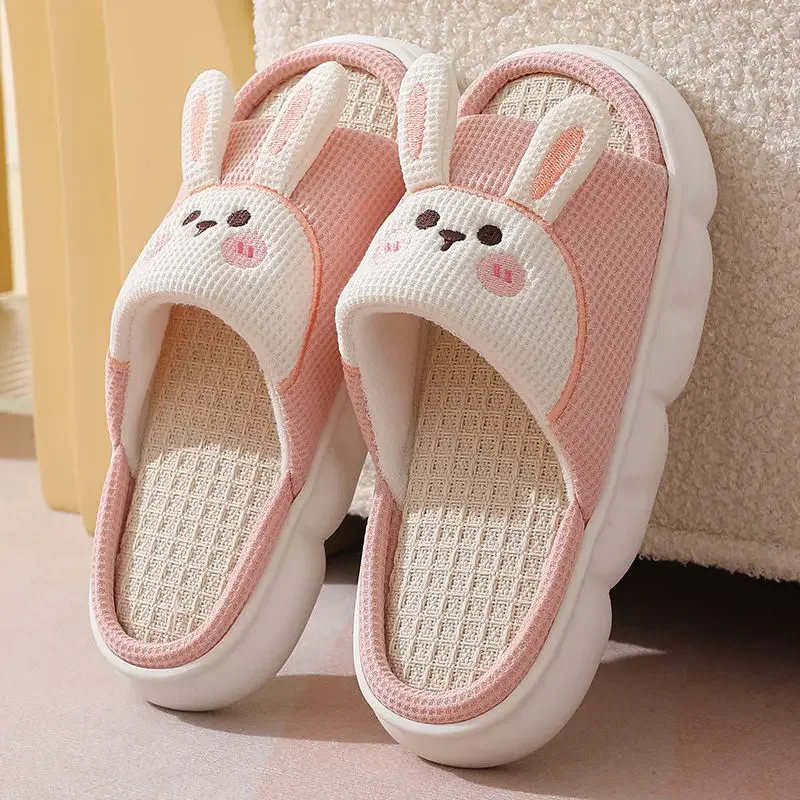 Breathable Non-slip Four Season Linen Women's Slippers, Home Cotton House Deodorant Light Mop image 5
