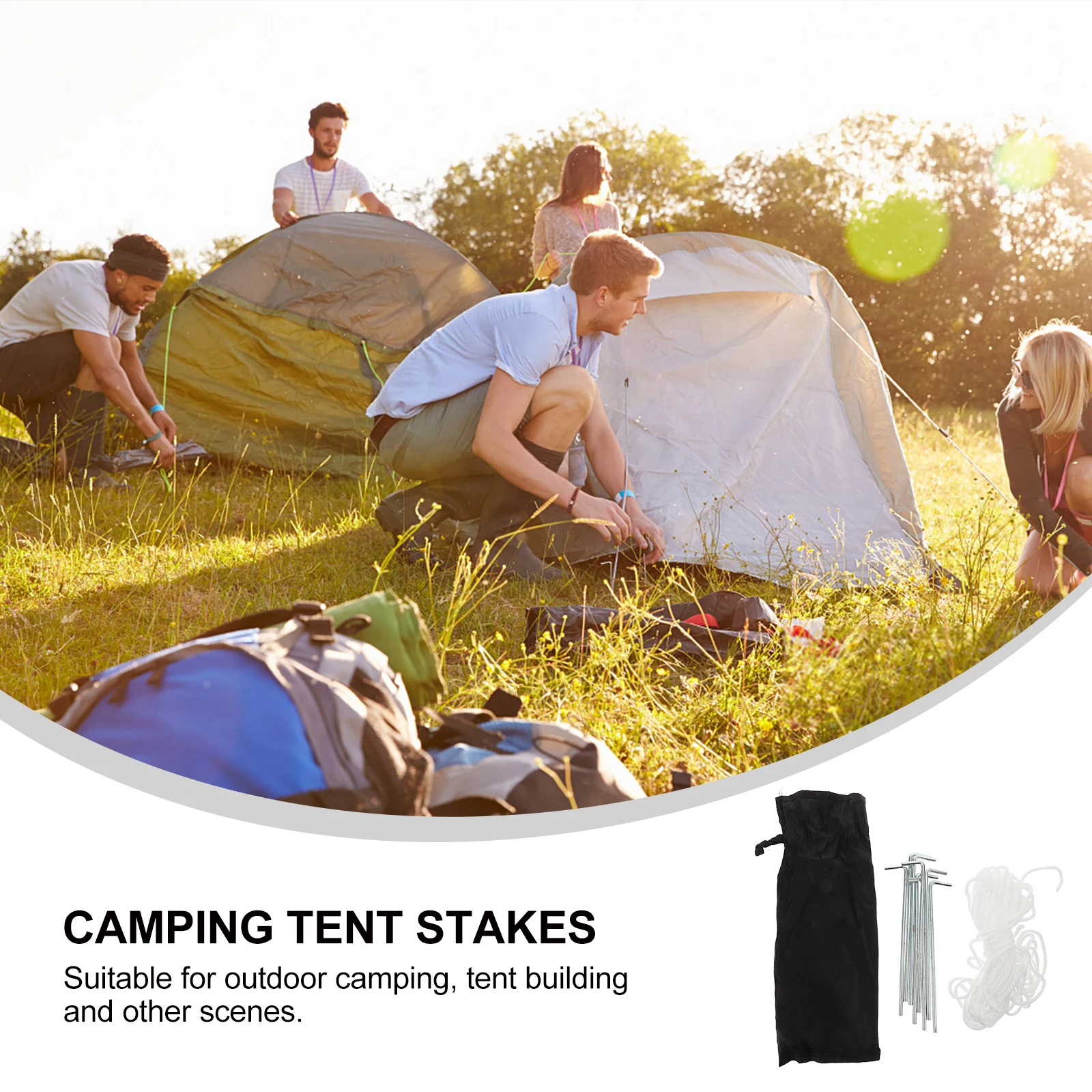 

1 set Heavy Duty Outdoor Camping Tent Peg Set Thickened Ground Stakes Tent Setup Lightweight Camping Tent Accessories