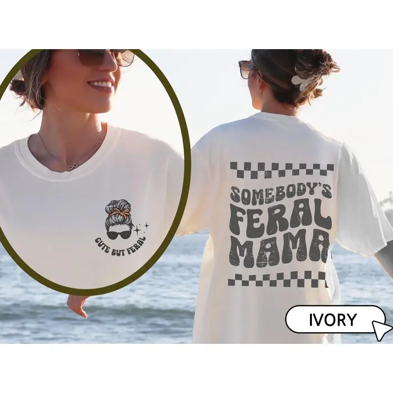 

Футболка Somebody'S Feral Mama, забавная футболка для мамы, комфортные цвета, клетчатая, в стиле ретро, для мамы, в день жизни, для мальчика