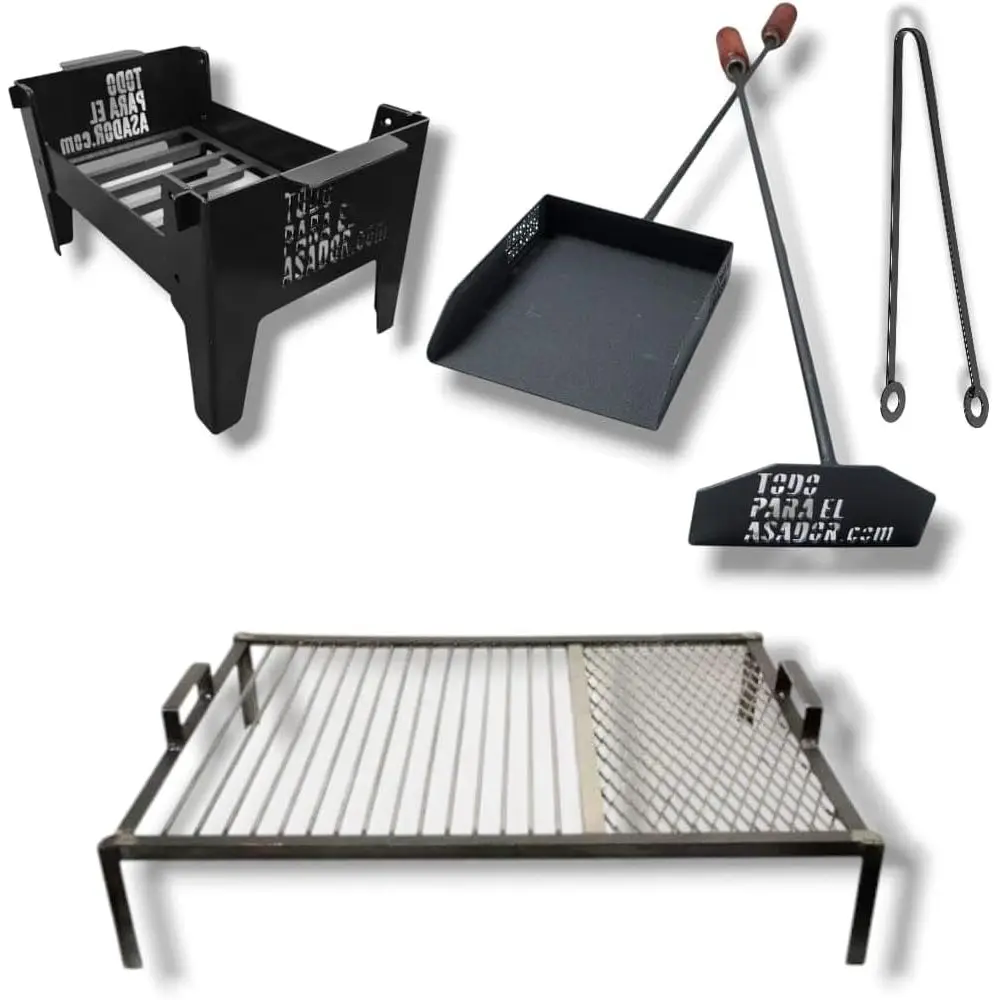 

Argentinian BBQ Set with Asado Grill, Wood Burner, and Essential Tools