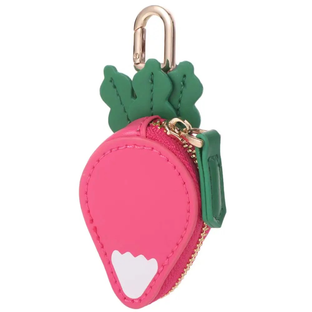 Monedero con Forma de Rábano de Moda, Monedero con Cremallera, Bonito Colgante de Cuero PU, Llavero de Estilo Coreano, Mini Bolsa de Almacenamiento para Mujer
