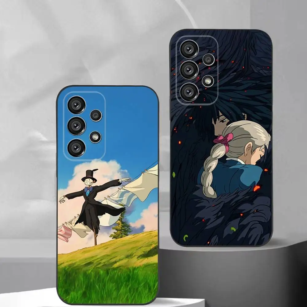 H-Howls M-Moving C-Castle Phone Case For Samsung S25,S24,S21,S22,S23,S30,Ultra,S20,Plus,Fe,Lite,Note,10,9,5G Black Cover