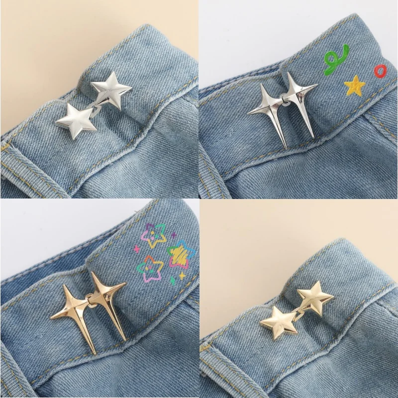 Adjustable Clips for Pants Fastener Pants Pin Retractable Button Loose Button for Waist for Jeans Perfect Fit Reduce Waist