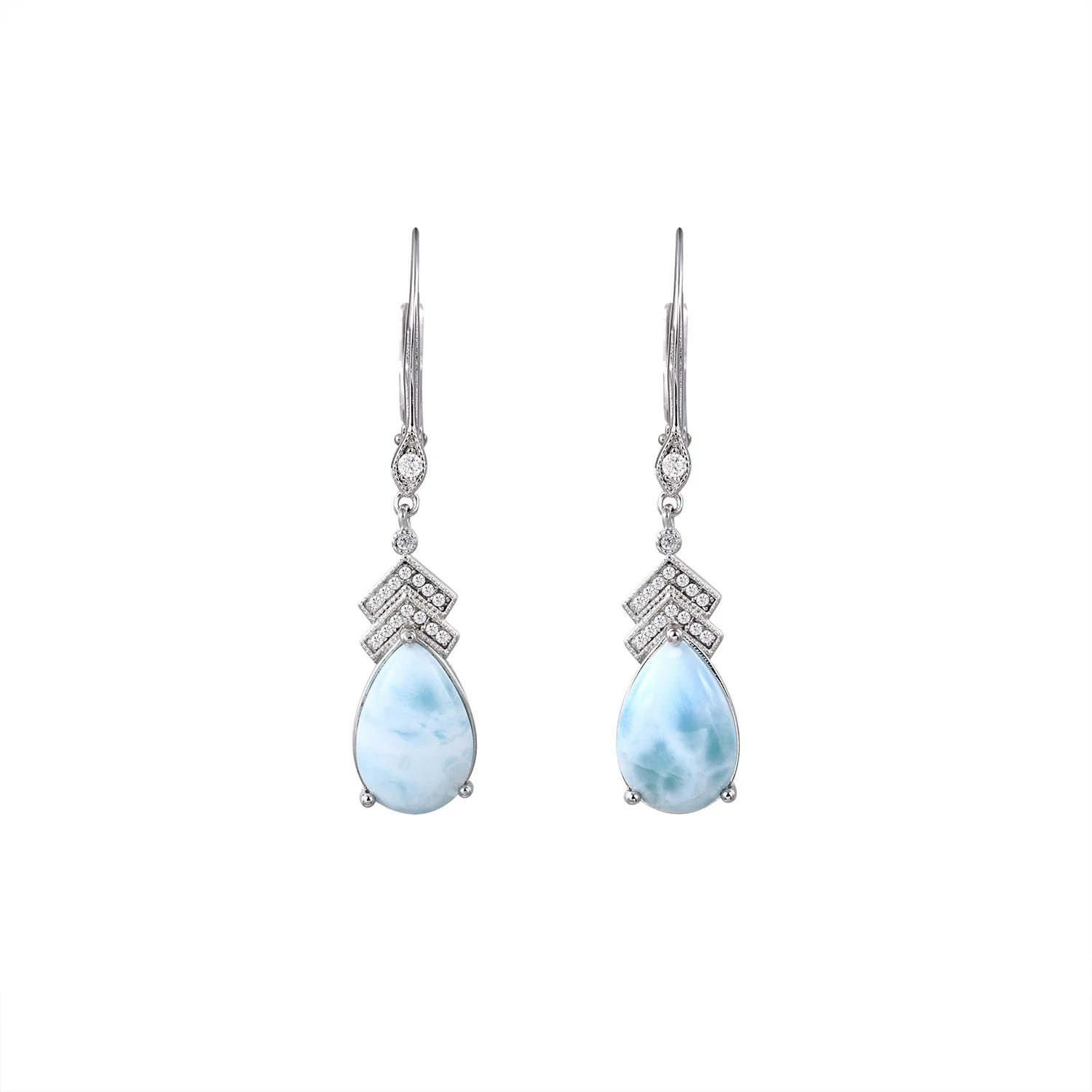 

Larimar Drop Earrings, 18K Gold Plated Copper with Diamond Accents, Fashion Jewelry Gift for Women, Trendy Chic Accessory