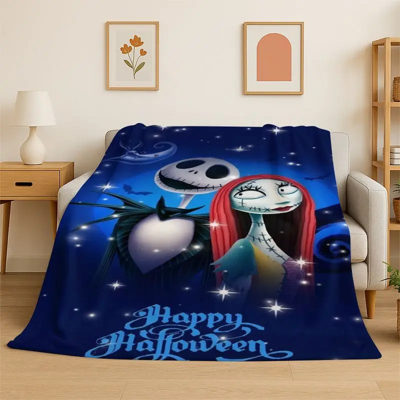 HD Cartoon N-Nightmare Before Christmas Jack HalloweeFlannel Blanket Soft Warm Throw Blanket for Bedroom Living Room Bed Travel