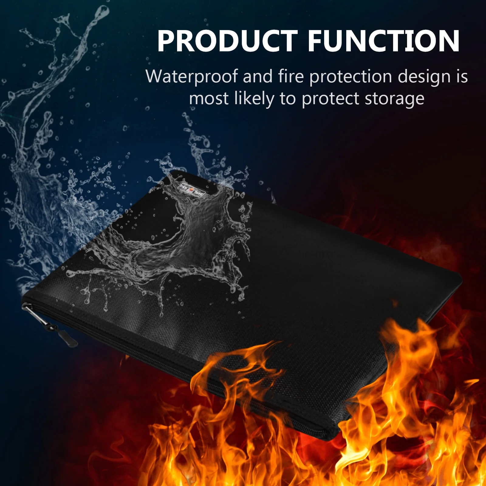 2 Pcs Fireproof File Bag Pouch Safe Water Prevent Document Waterproof Receipt Organizer Bill