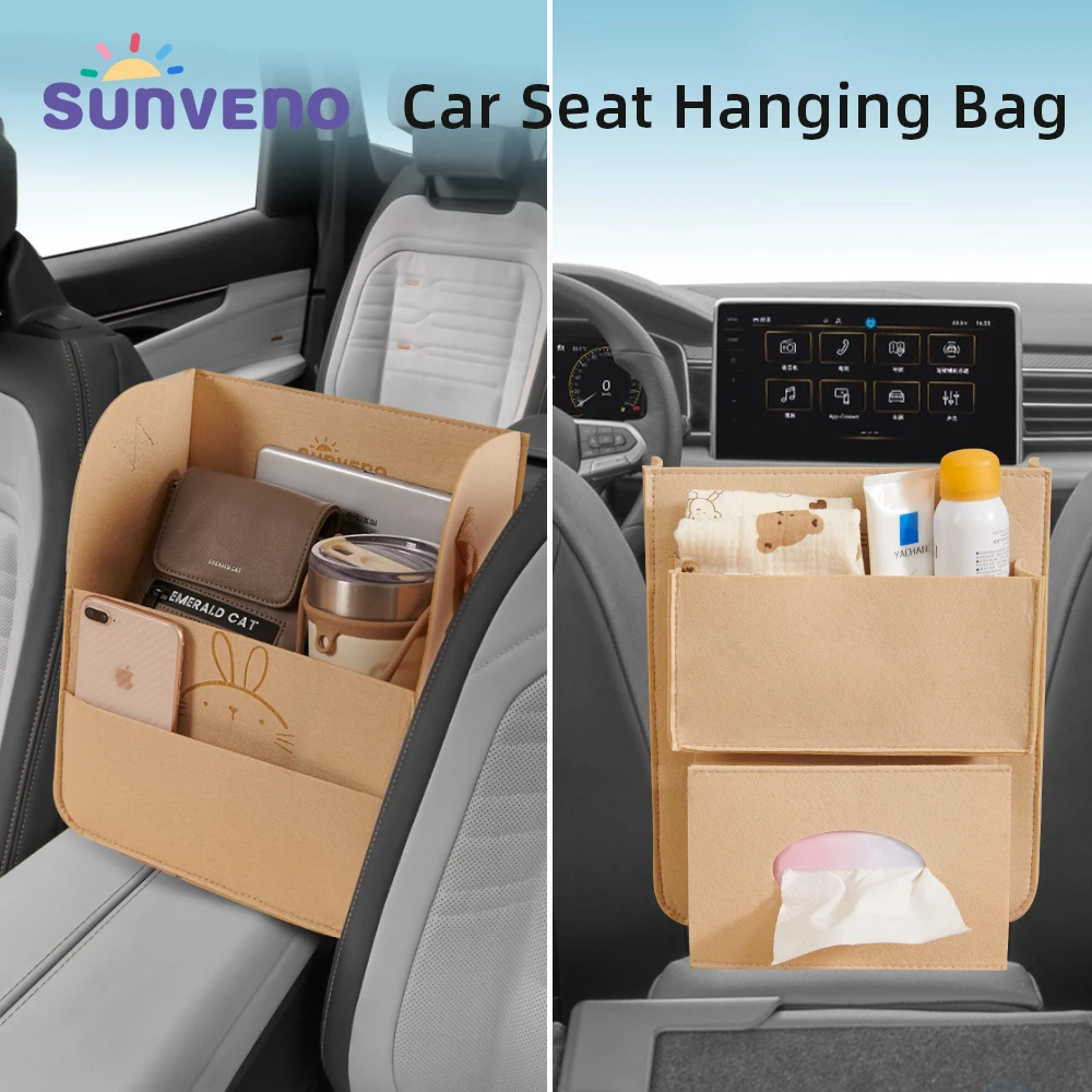 Sunveno Car Seat Middle Storage Bag with Separated Compartments for Baby Multi-functional Car Storage