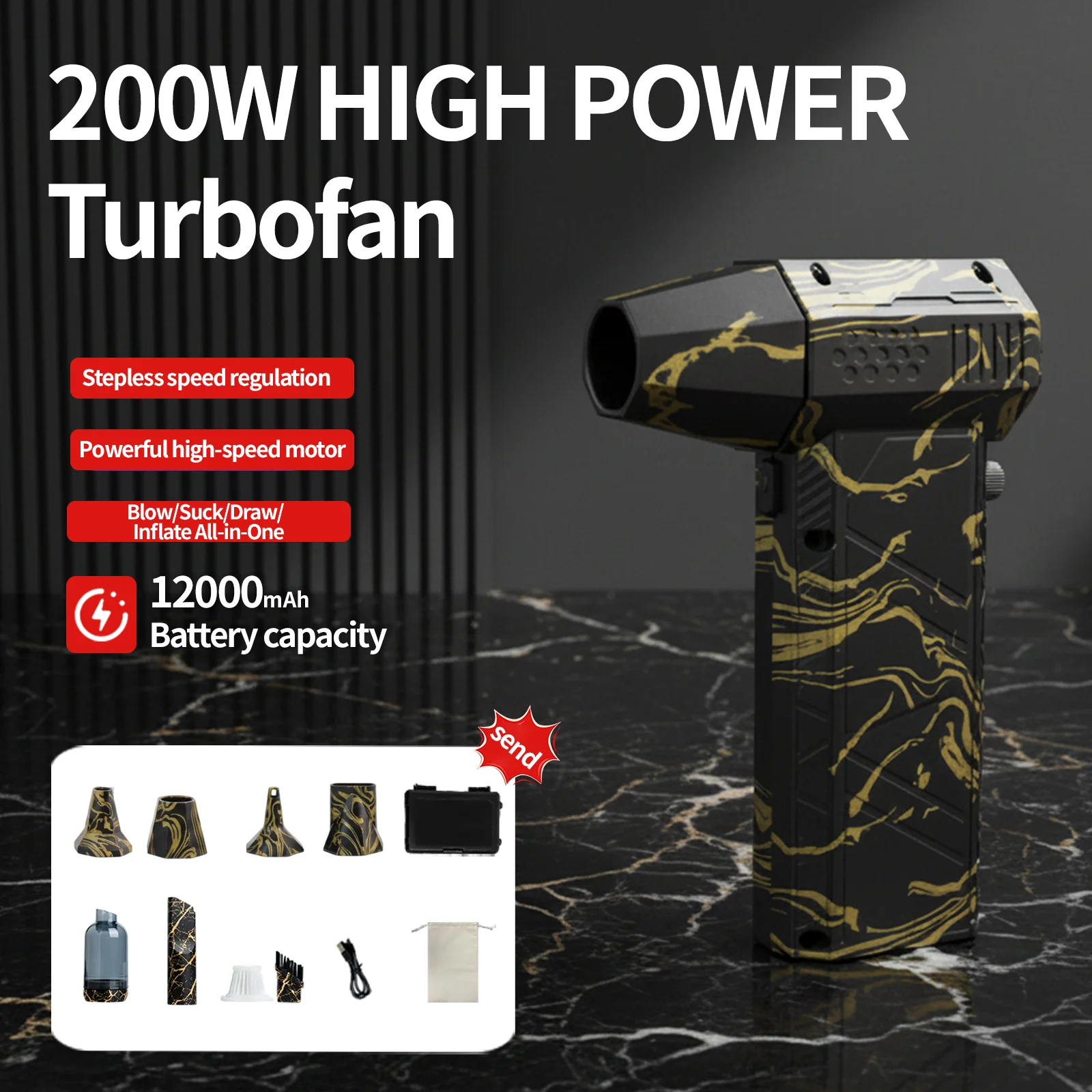 X16 強力ファン 200000RPM パワフルエアブロワー X9 バキュームダストクリーナー Type-C 充電式 強風 53m/s X11 ターボジェットブロワー