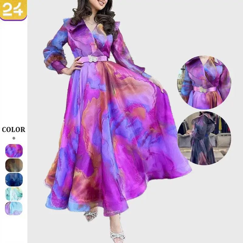 

Большой принт Swing Me Dr, большие размеры, женская длинная юбка из полиэфирного волокна для поездок на работу, длинная юбка на молнии с отверстием