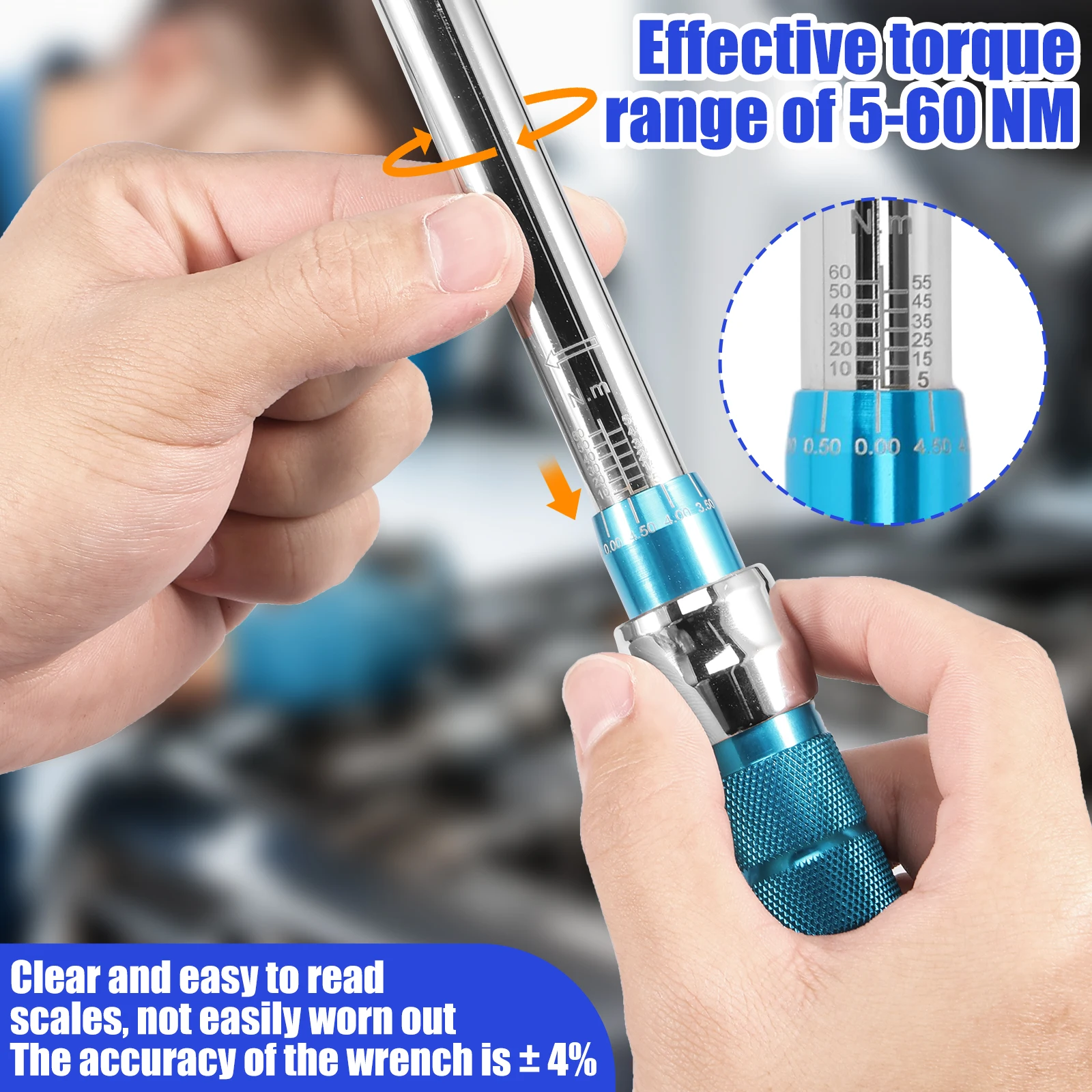 Open End Torque Wrench 5 to 60 Nm Adjustable Torque Wrench Professional Torque Wrench Spanner for Refrigeration System