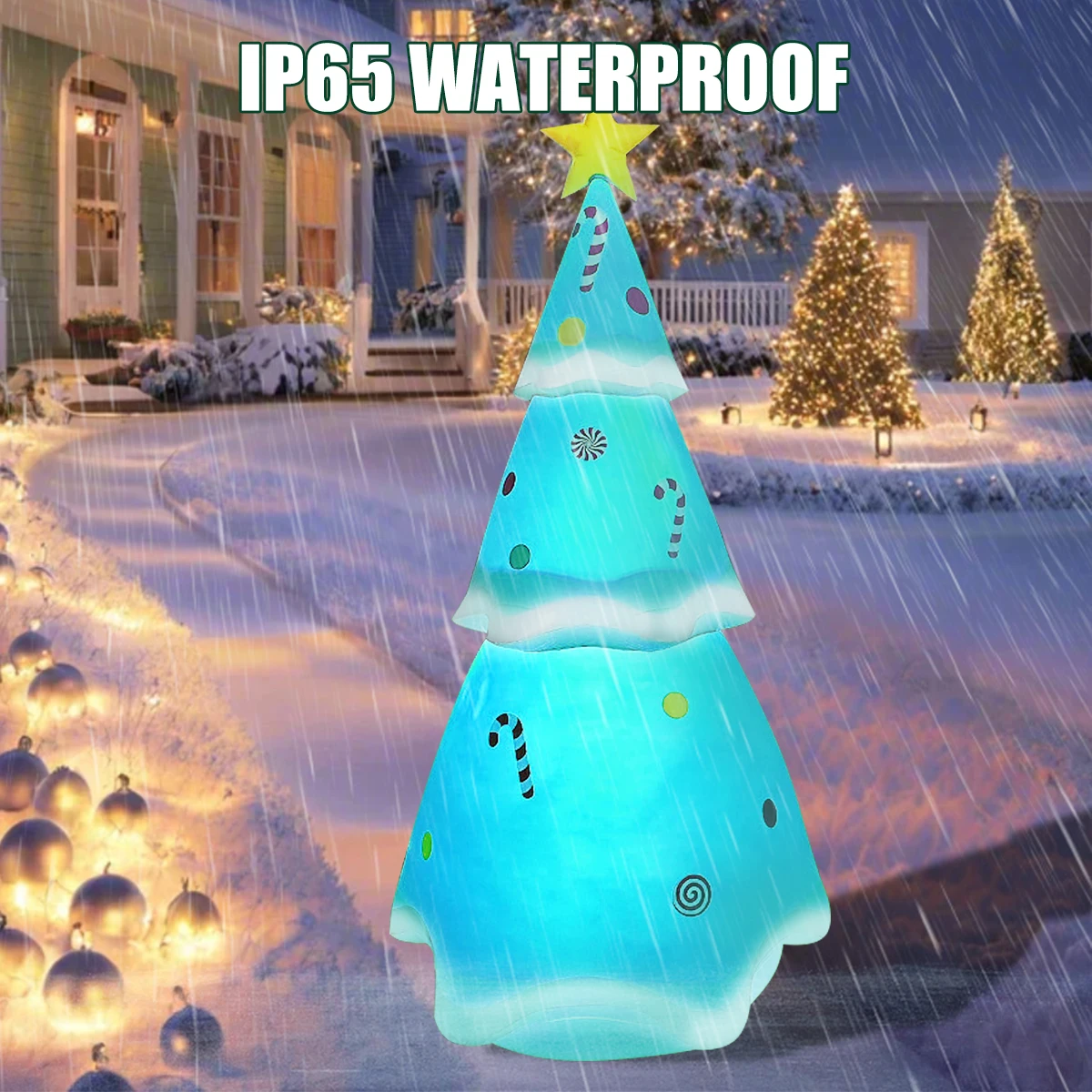 7FT Inflatable Christmas Tree Outdoor Christmas Decorations with Build in Bright LED Lights With Remote For Garden Lawn Party