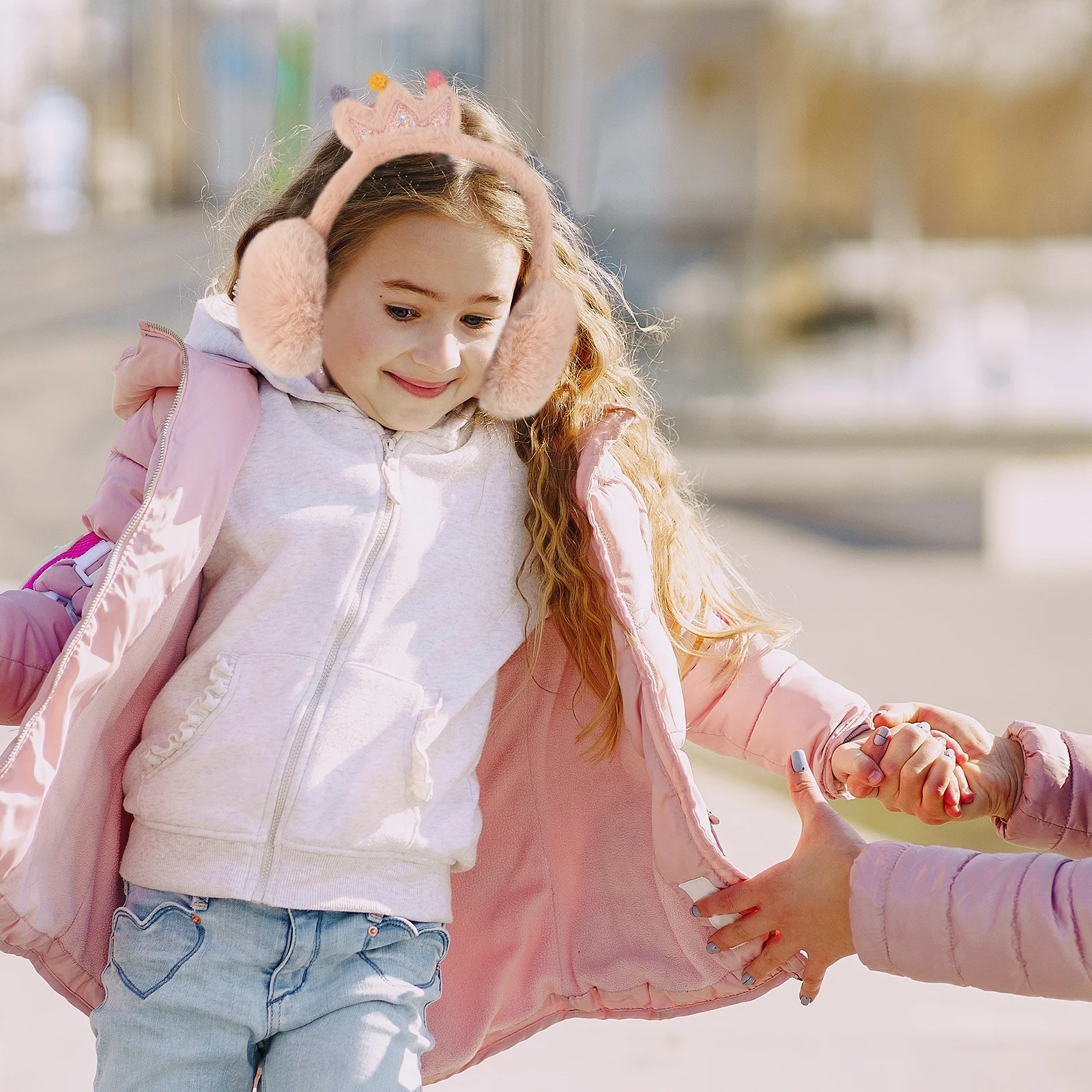 Penutup Telinga Anak Musim Dingin Desain Mahkota Kartun Desain Menggemaskan Pengerjaan Halus Penutup Telinga Portabel Ringan Mudah Dibawa