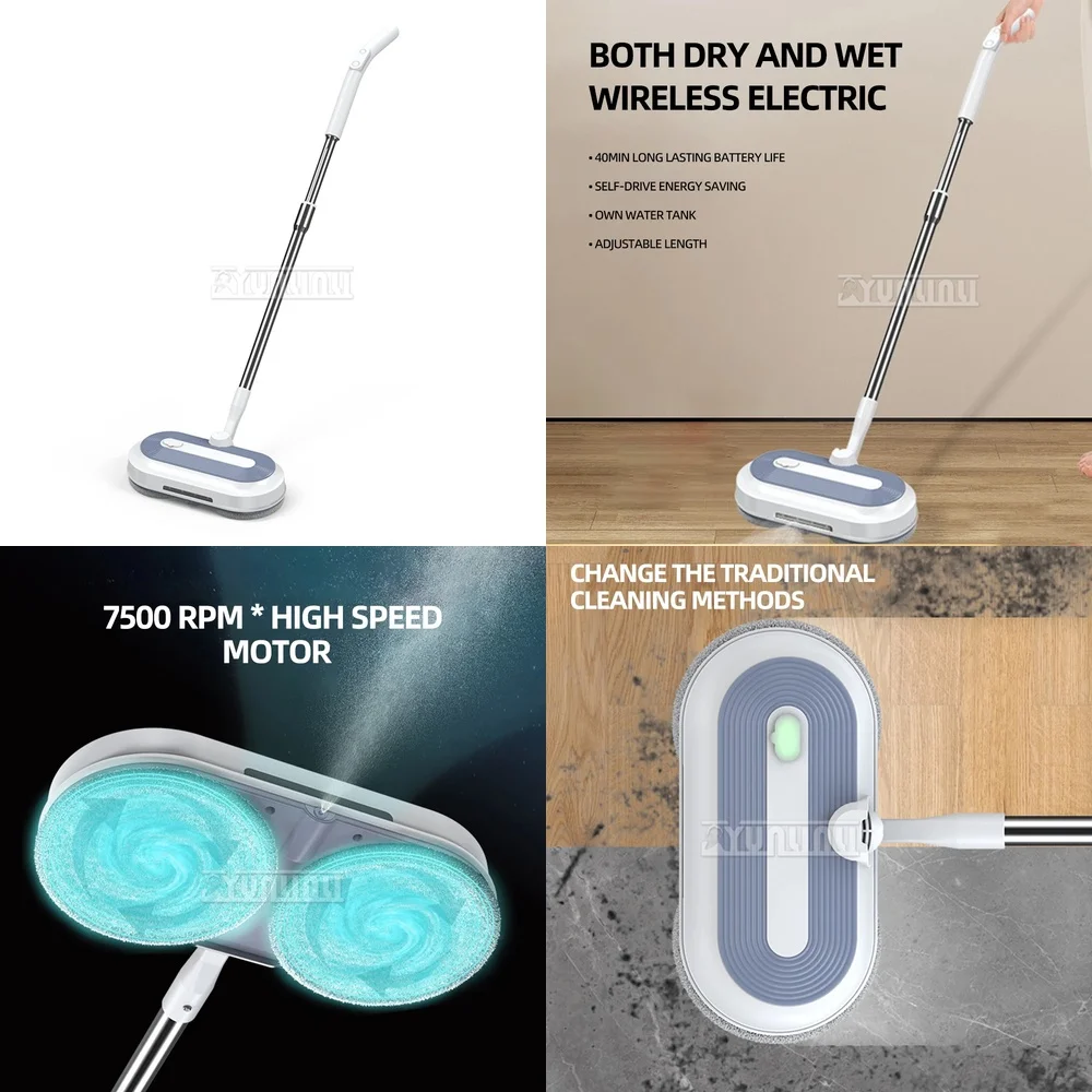 

2026 Wireless Electric Floor Mop Automatic Cleaner Water Spray Electric Mop Floor Cleaning with LED Aspiradoras