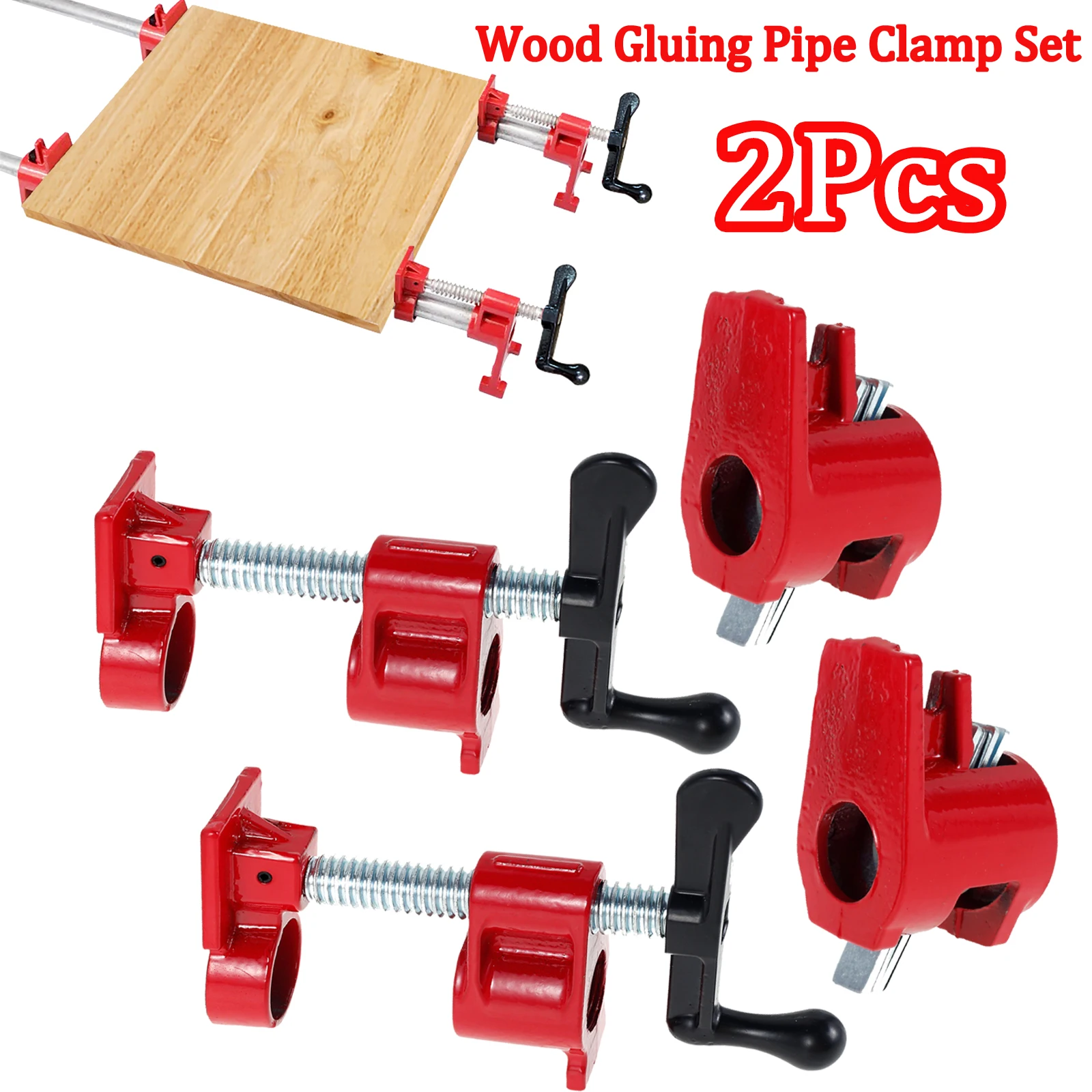 

2Pcs 3/4 Inch Pipe Clamps Wood Gluing Pipe Clamp Adjustable Woodworking Clamp Heavy Duty Wood Clamp Carpenter Home Improvement