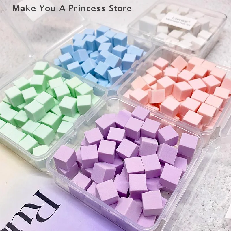 Mini éponge carrée pour ongles, 50 pièces, bouffante de poudre, outils de vernis Gel, maquillage, cosmétique, bloc tampon pour accessoires de manucure