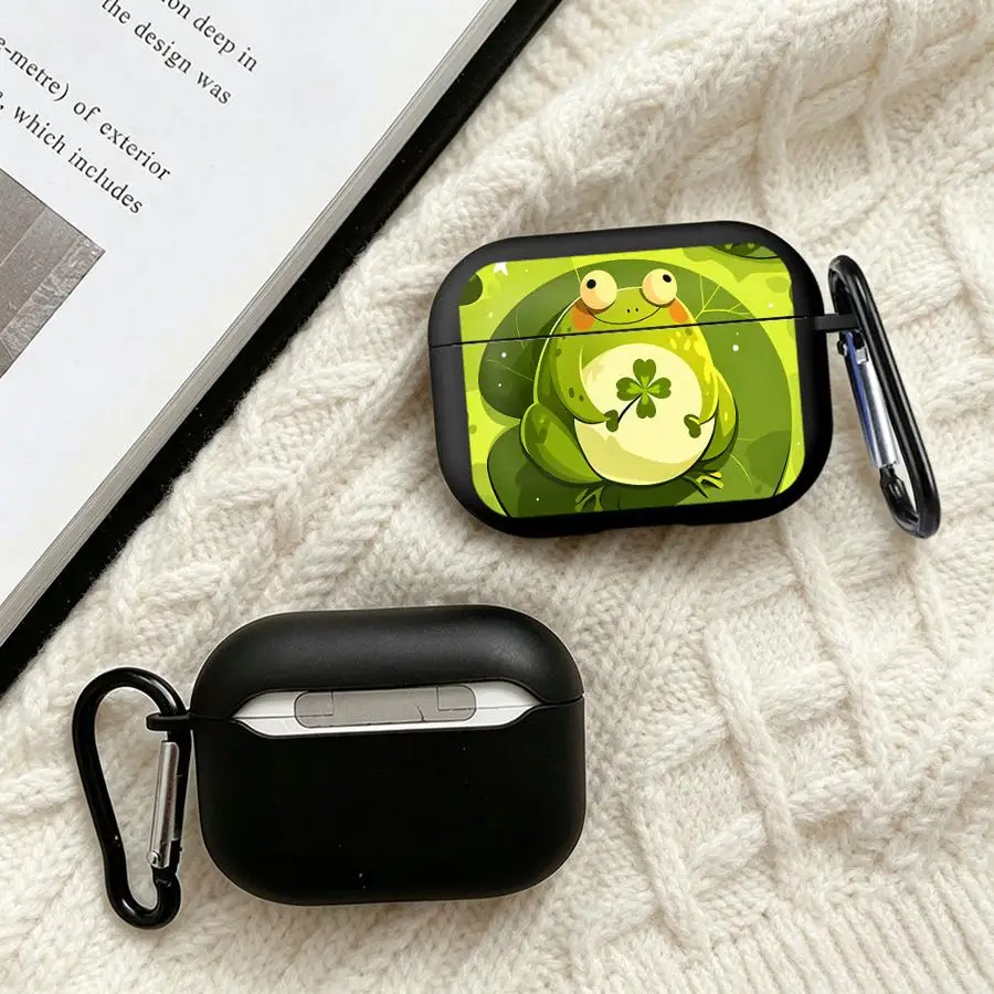 Earphone Cases Cover Case For Airpods 3 4 2 Pro Pro3 Pro2 1 Green Frog Pattern