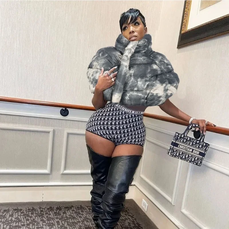 Manteau rembourré en coton pour femme, nouvelle mode automne hiver, teinture par nouage, col roulé, sans manches, fermeture éclair, épais, chaud, court, vêtements pour femmes