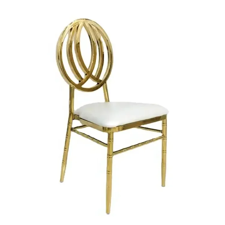 * Newest Design Cross Back Wedding Chair Gold or Silver Luxury Stainless Steel Chairs for Wedding