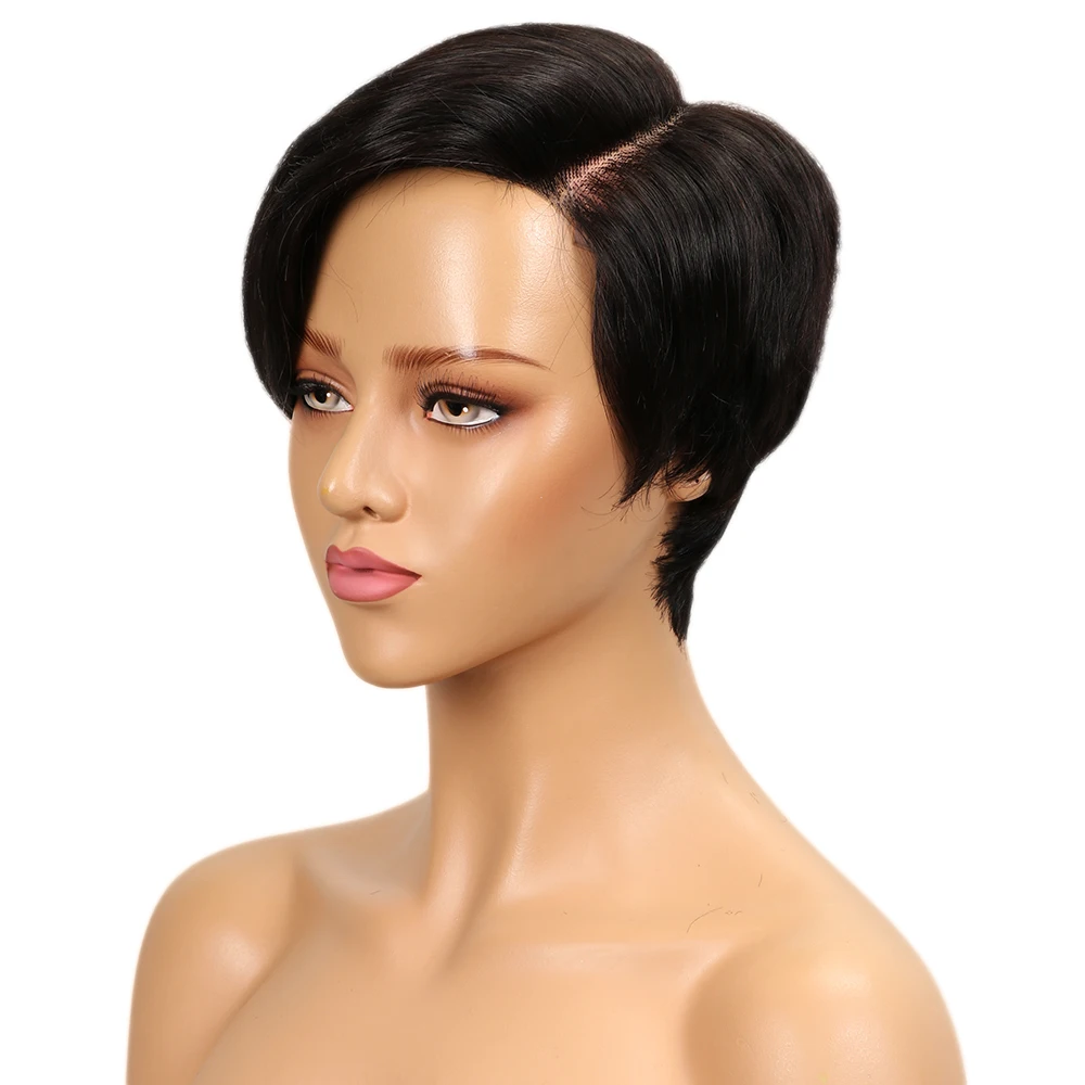 Lekker Black Short Pixie Cut Straight Bob 100% Human Hair Lace Wigs For Women Brazilian Remy Hair Glueless Colored Wigs image 2