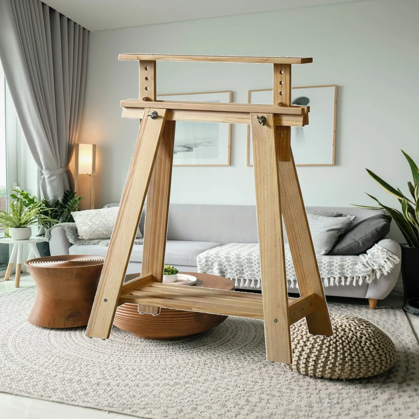 Sturdy Hardwood Workbench Legs V Shape Trestle Support for Artist Desk Photo Prop and Furniture Base