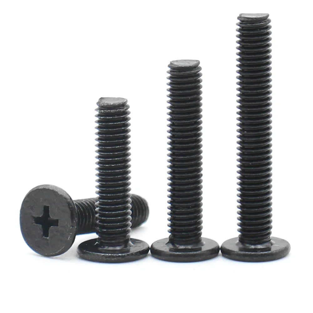 10-50pcs M1.6 M2 M2.5 M3 M4 M5 M6 Black 304 Stainless Steel Cross Phillips Ultra Thin Flat Wafer Head Screw Bolt CM for Laptop