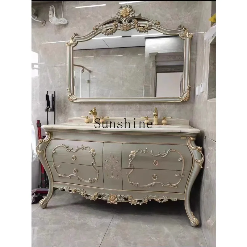 

European bathroom cabinet wash table luxury retro wash table