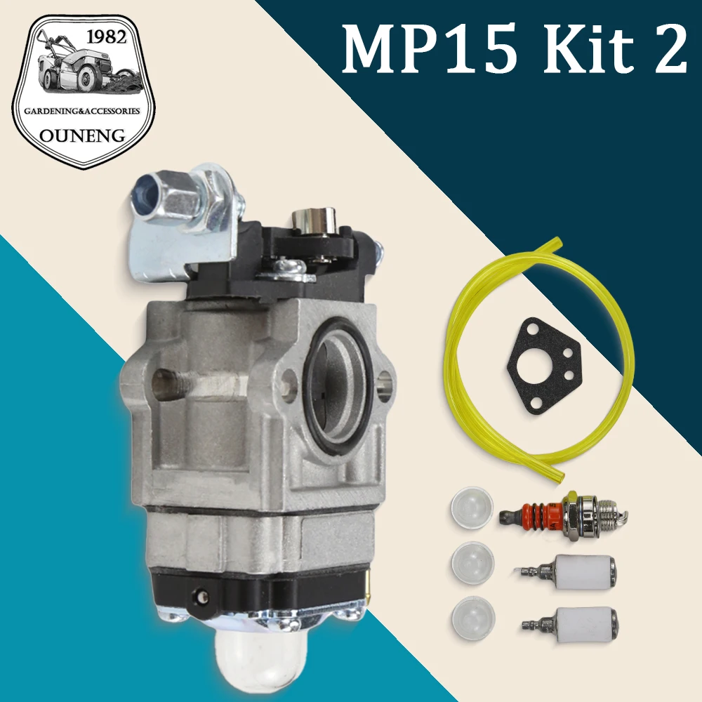

15mm For 40-5 MP15 1E40-5 43CC 52CC CG430 CG520 BC430 BC520 For Pocket Bike ATV Mower Brushcutter Lawn Mower Carburetor Kit