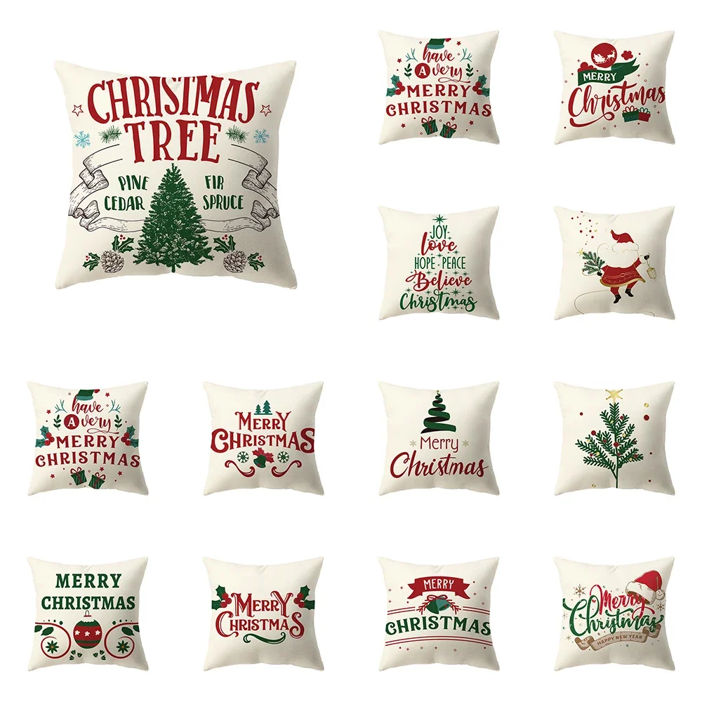 

Merry Christmas Theme Printed Pattern Cushion Cover Home Living Room Sofa Decoration Polyester Pillow