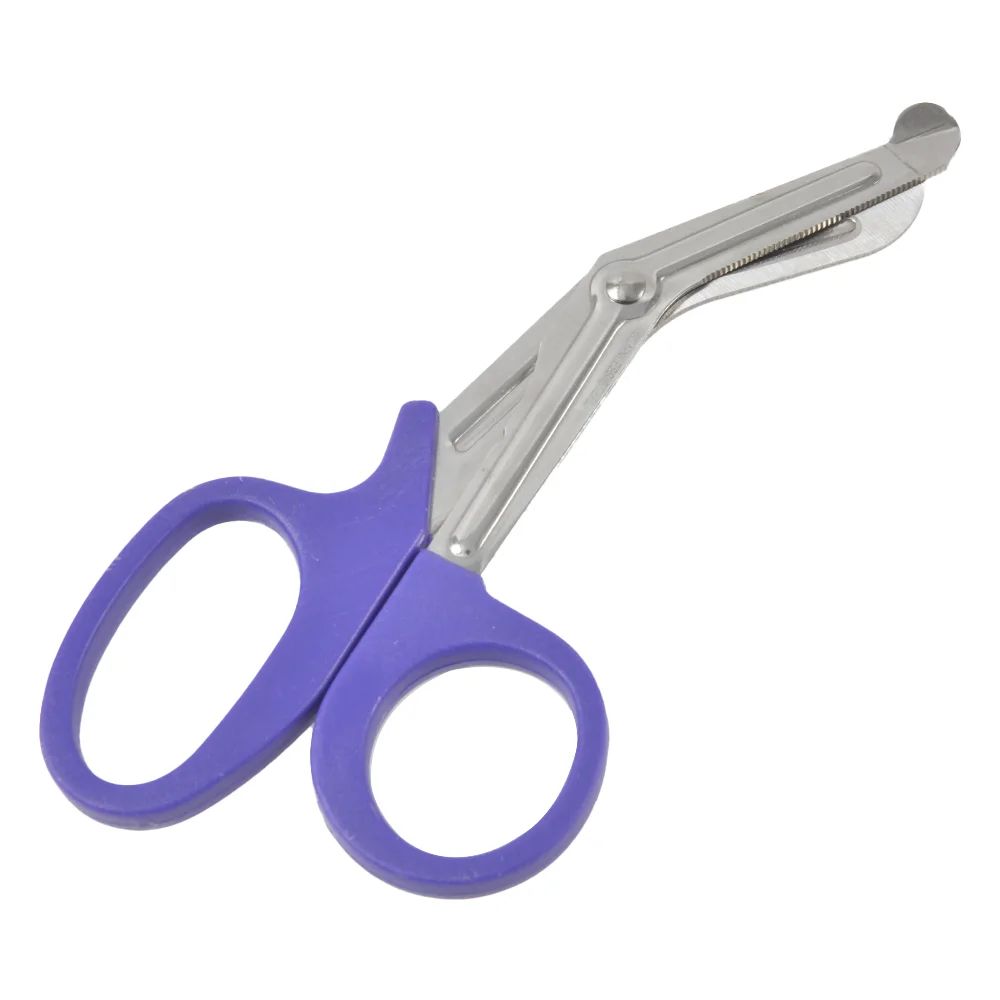 Testa angolata in acciaio inossidabile 15-19cm benda medica forbici seghettate in acciaio inossidabile strumento di sicurezza per fasciatura paramedica all'aperto