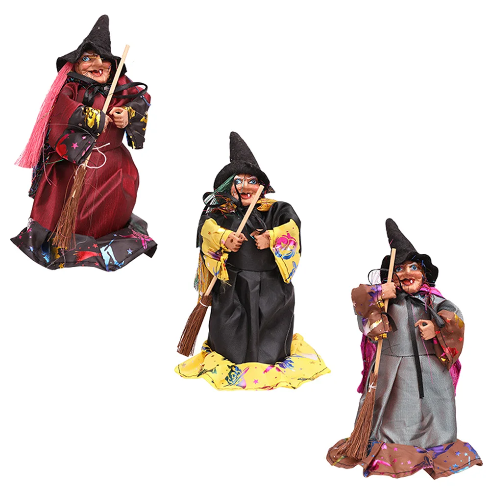 

Broom Witch Creepy Dolls Halloween Party Ornaments Home Decor Adornment Props Toys