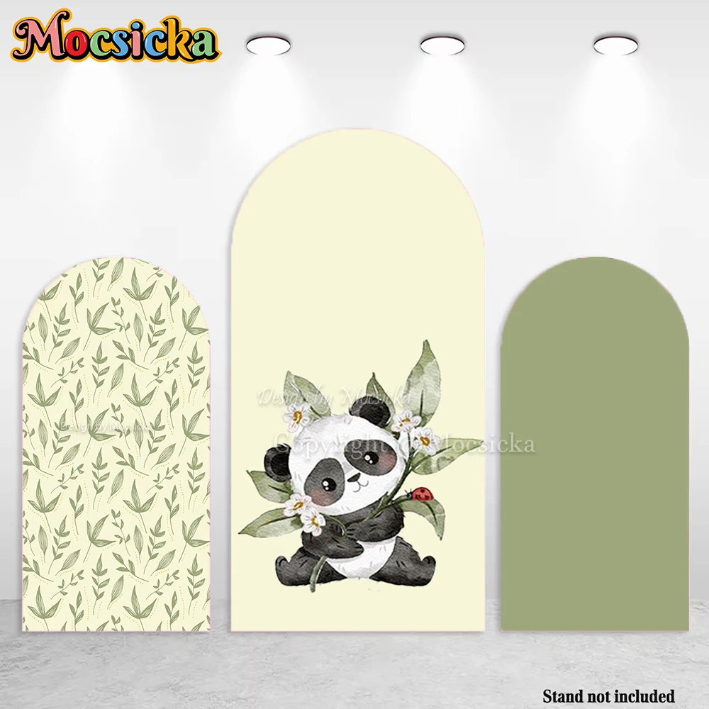 Mocsicka Baby Show Arch фон для фотосъемки милая панда тема зеленый бамбуковый фон для детей 1-й день рождения фотостудия