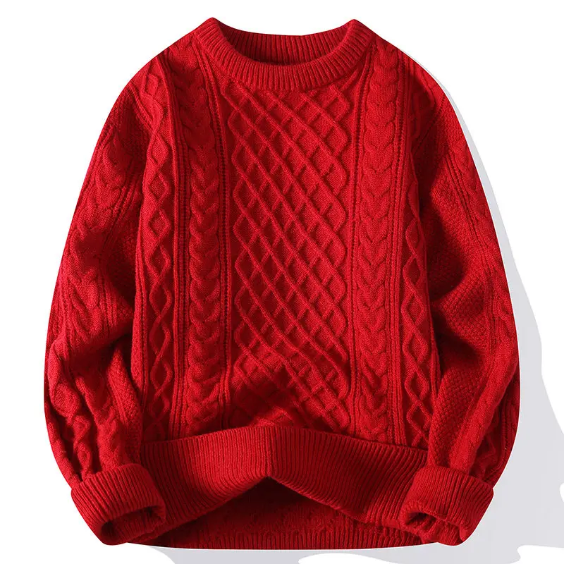 رجل ريترو الحياكة البلوز البلوزات الخريف الشتاء الرجال سترة خمر س الرقبة بلون رجالي محبوك البلوفرات فضفاضة Harajuku #2