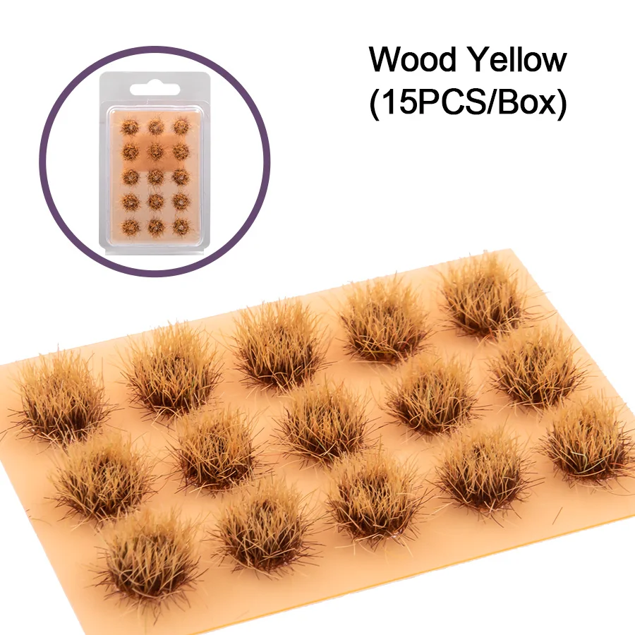 15pcs Height 8mm Miniature Artificial Static Grass Tuft Model HO N Railway Train Layout Diy Military Wargame Scenery for Diorama