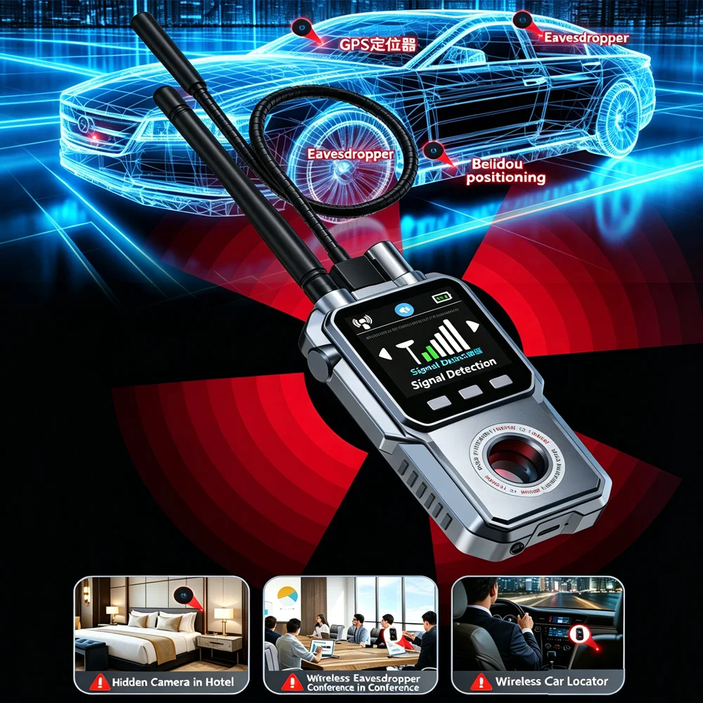 

5-in-1 Anti Spy Detector with Flashlight Hidden Camera Detection,Audio Bug GPS Tracker Detector Hotel Gadgets RF Mini Bug Finder