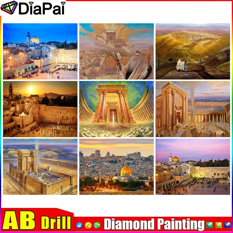 Полноформатная Алмазная вышивка DIAPAI AB 5D «сделай сам», «здание замка», алмазная живопись, вышивка крестиком, стразы, украшение для дома