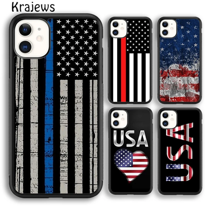 Krajews American Flag Statue of Liberty Phone Case For iPhone 16 15 SE2020 14 6 7 8 plus 11 12 13 pro max coque Shell Fundas