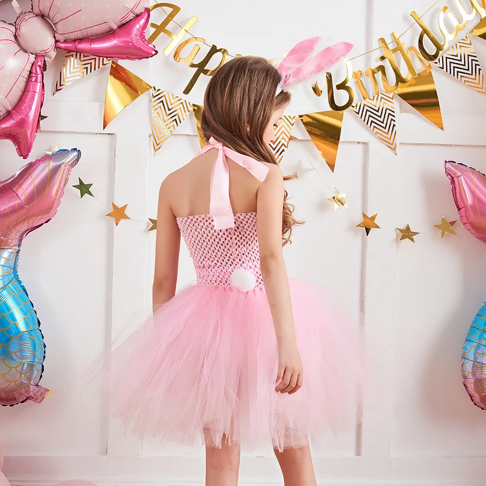 Costume de cosplay de lapin en peluche pour filles, oreille de lapin de Pâques, bande de sauna, nœud de queue, jupe, fête d'anniversaire, fête préChristophe, Halloween