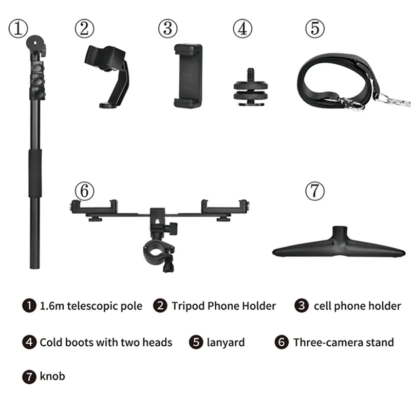 

1Set Selfie Stick Walking Broadcasting Mobile Phone Holder Mobile Broadcasting Bracket Black