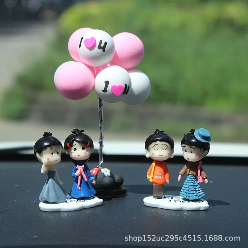 Car Decoration Cartoon Cute Couples Action Figure Figurines Balloon Ornament Auto Interior Dashboard Accessories for Girls Gifts