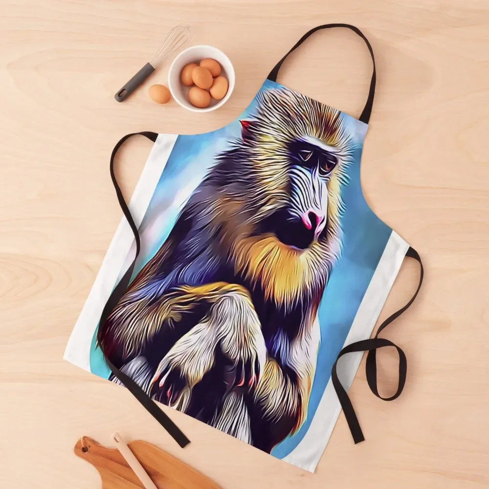 

Mandrill Baboon Apron barber men Chef Uniform New year's Salon Apron