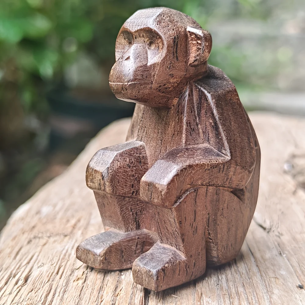 1.8 Inch Wooden Monkey Figurine, Animal Theme, Modern Style, Suitable for Men's Gifts, Desktop Decorations, Office, Fireplace, Centerpiece, Indoor Decorations, Living Room, Home Decor