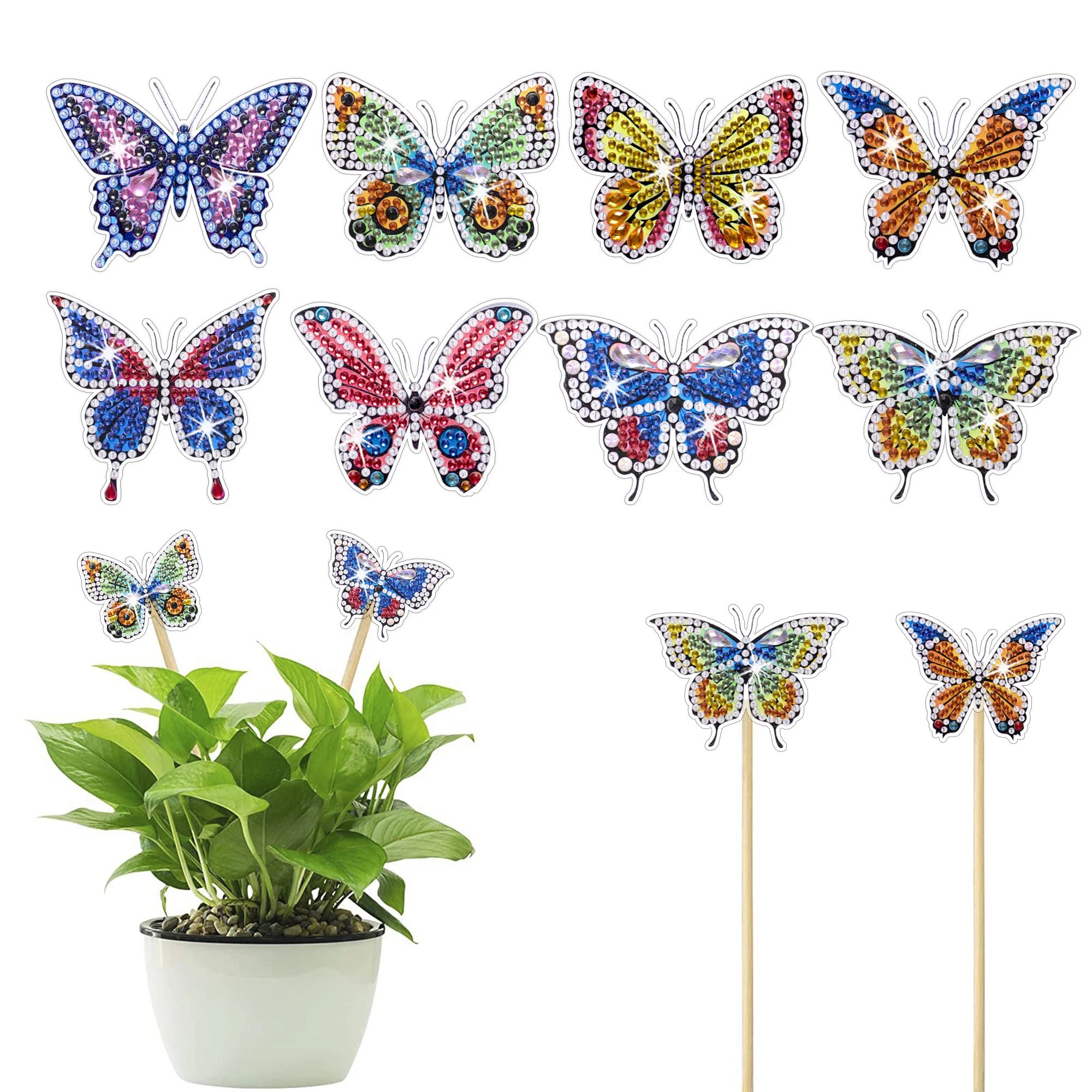 

8 pieces of coloured drawing or pattern crystal gem diamond manual coloured drawing or pattern flower arranging, 6 cmx8cm / 3.14