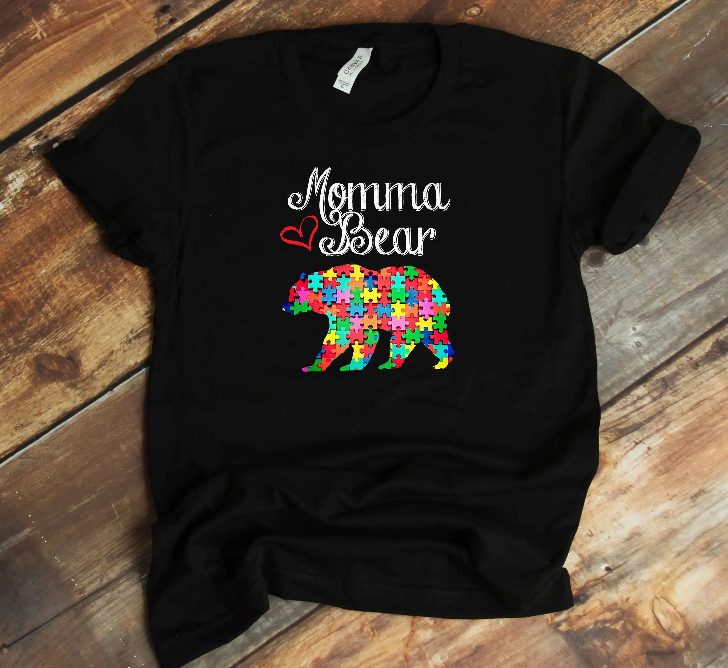 Autism Awareness T Shirt Momma Bear Puzzle Autistic Mom