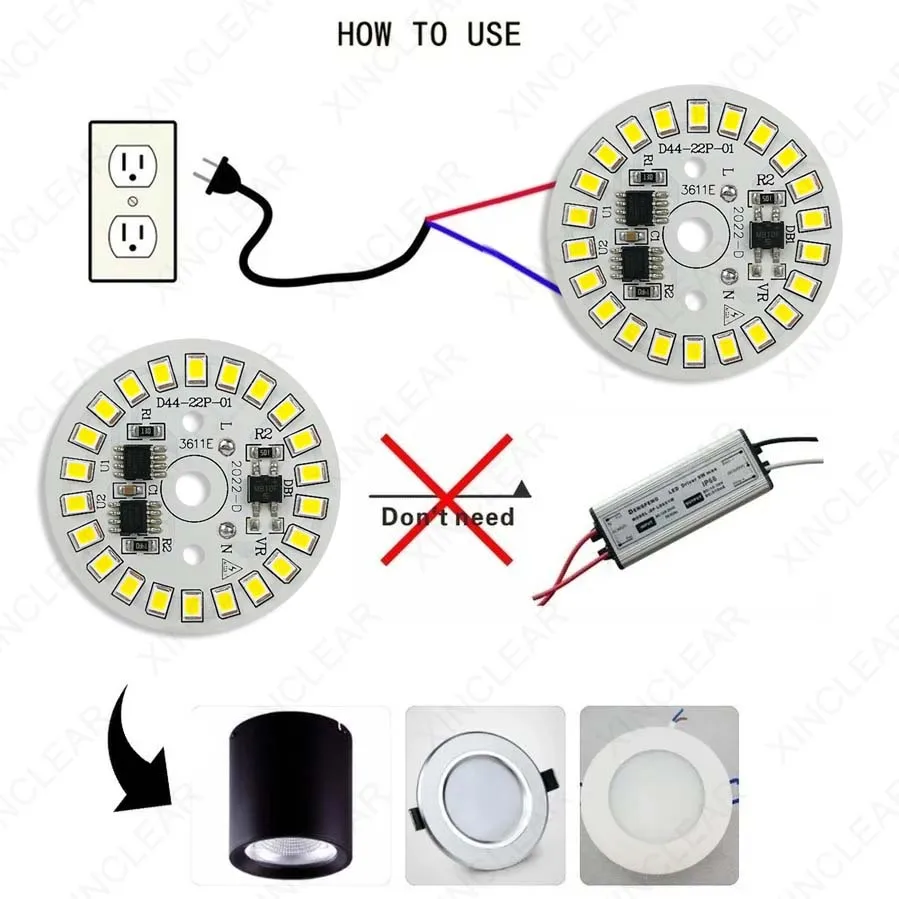 Imagem -03 - Chip de Lâmpada Led sem Driver Ac220v 3w 5w 7w 9w 12w 15w 18w Smd 2835 Contas de Lâmpada Redondas Ac220v Chip de Iluminação Painel de Holofotes