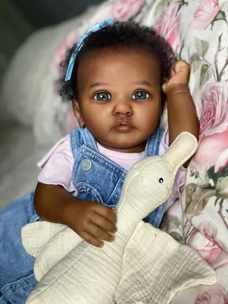 SINO-BB Customized Limited Supply 24inch Reborn Baby Ayana With Hand-Rooted Hair Dark Skin African Girl With Different Dress