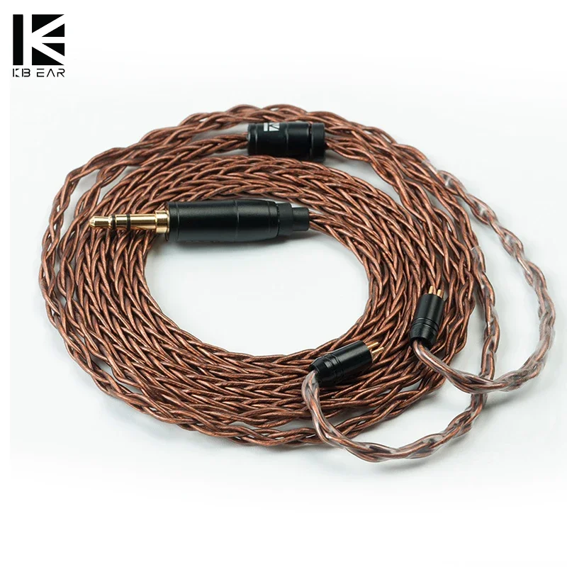 KBEAR 8 Core Oxygen-free Copper Earphone Cable 2.5/3.5/4.4MM MMCX/2PIN/QDC Headphone Connector For KZ Earbuds BL-03 Headset IEM